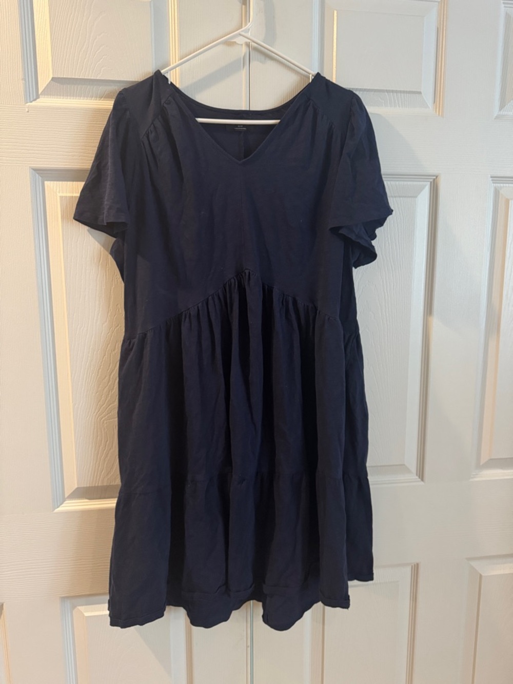 Lane Bryant 14/16 Navy Tiered Short Sleeve V-Neck Dress